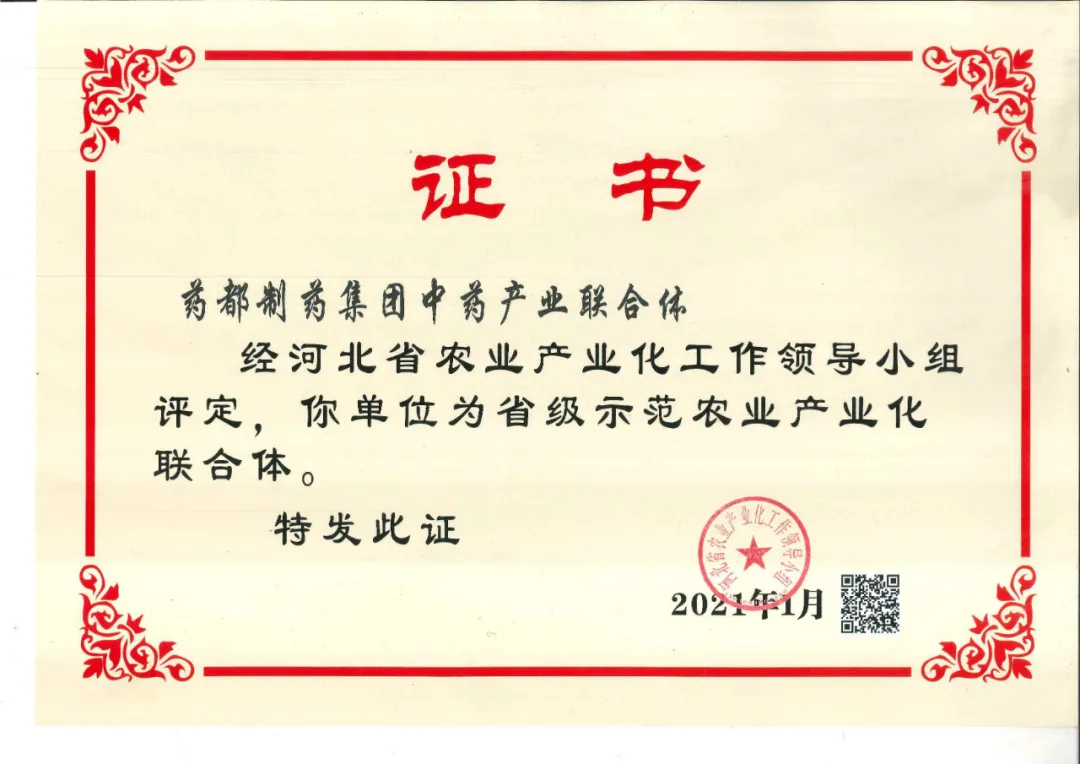 藥都制藥集團(tuán)中藥產(chǎn)業(yè)聯(lián)合體被評(píng)為省級(jí)示范農(nóng)業(yè)產(chǎn)業(yè)化聯(lián)合體